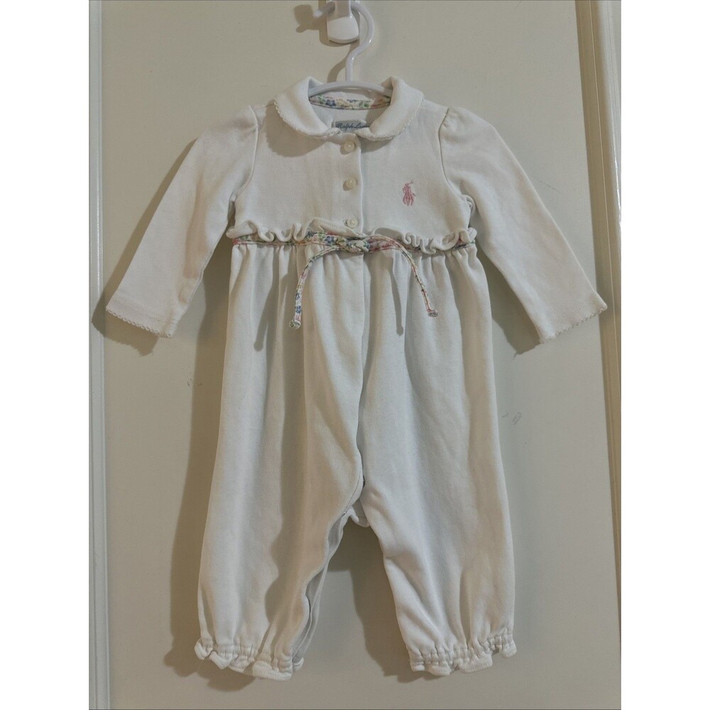 Ralph Lauren 6 Months Baby Girls White Coverall Romper